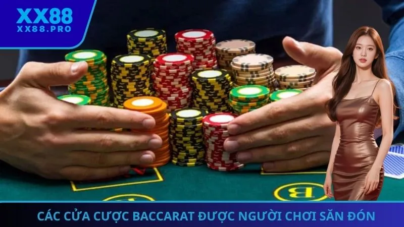 Các cửa cược trong cách chơi Baccarat được nhiều lượt yêu thích 